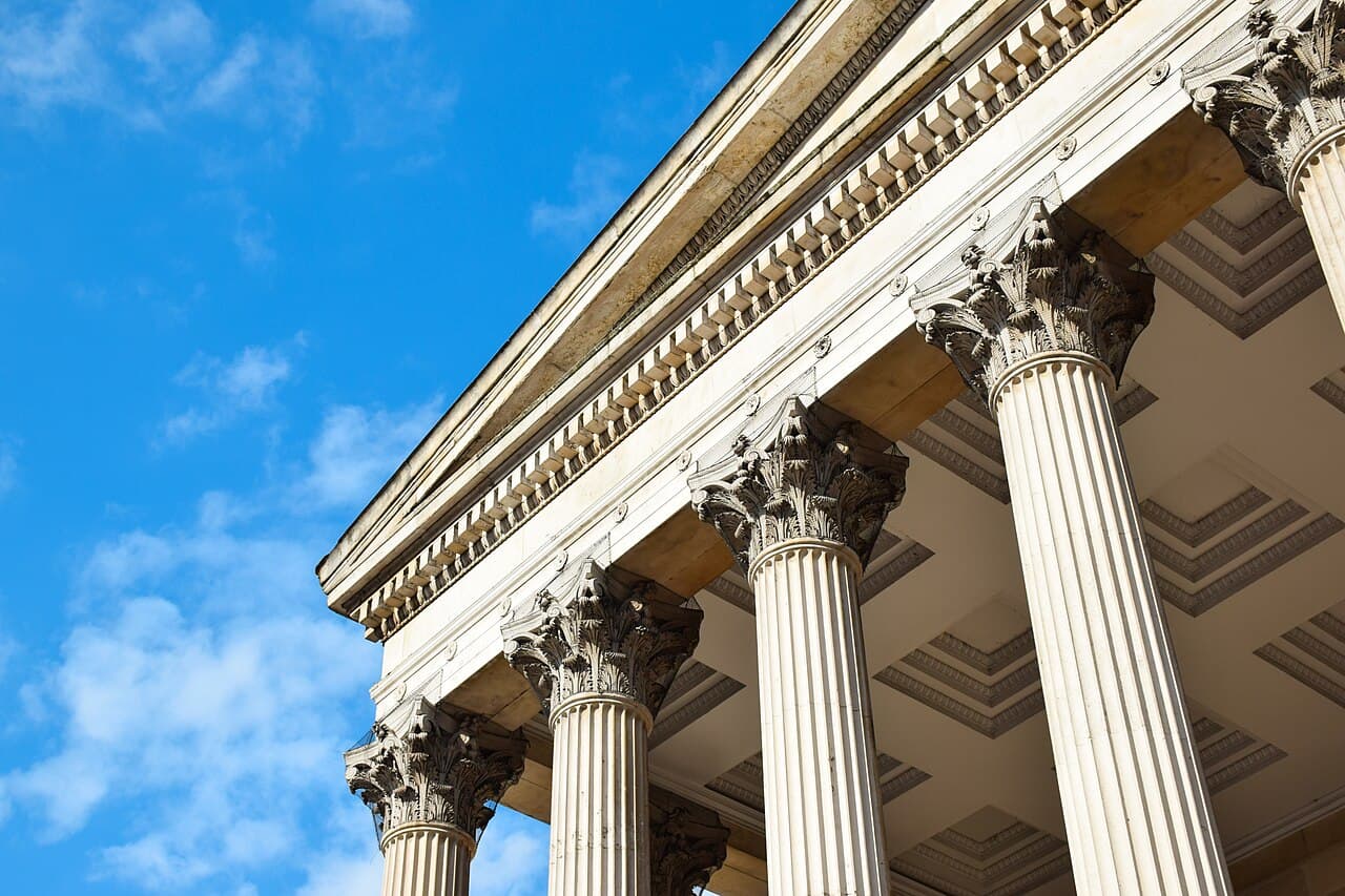 University College London portico in London